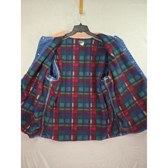 Vintage 80s OshKosh Fleece Blanket Lined Chore Coat Barn Coat Jacket 46R Mens XL - Picture 2 of 12